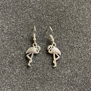 Silver flamingo earrings